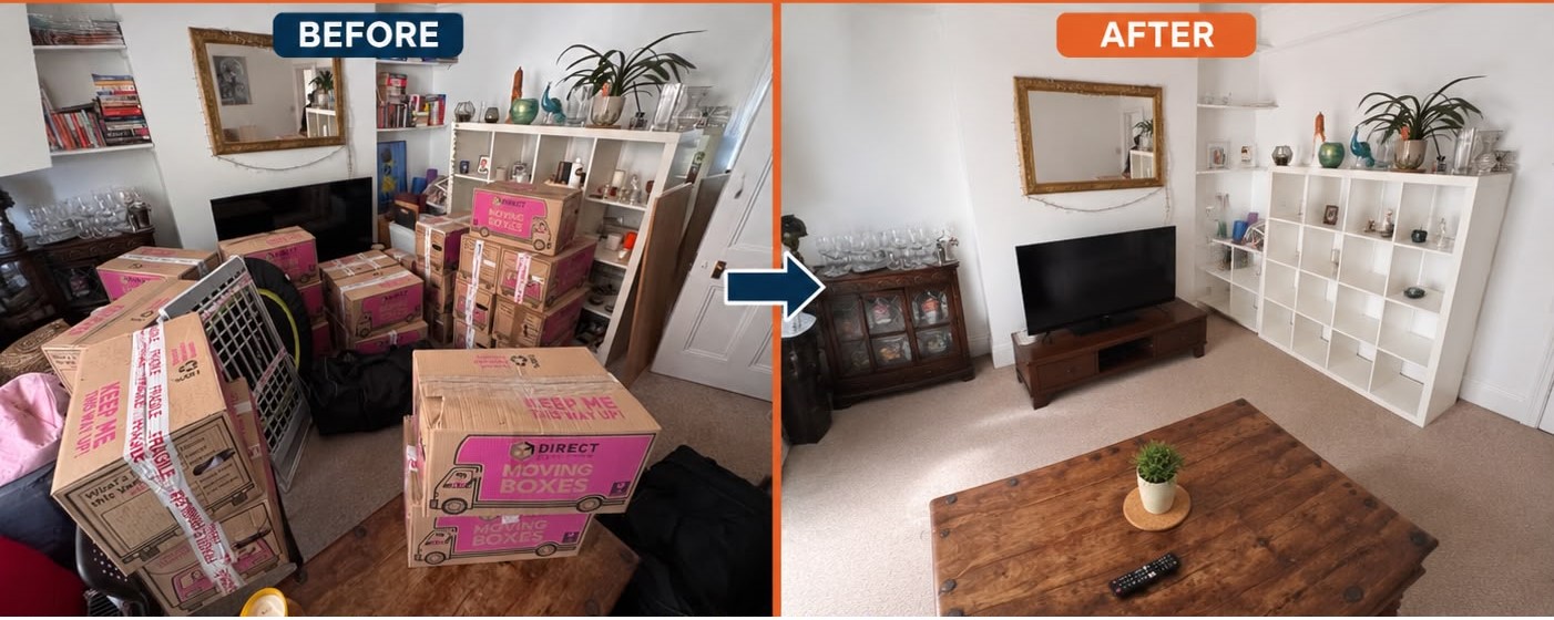 W4Y LTD house removal in London showing moving, loading and before and after results
